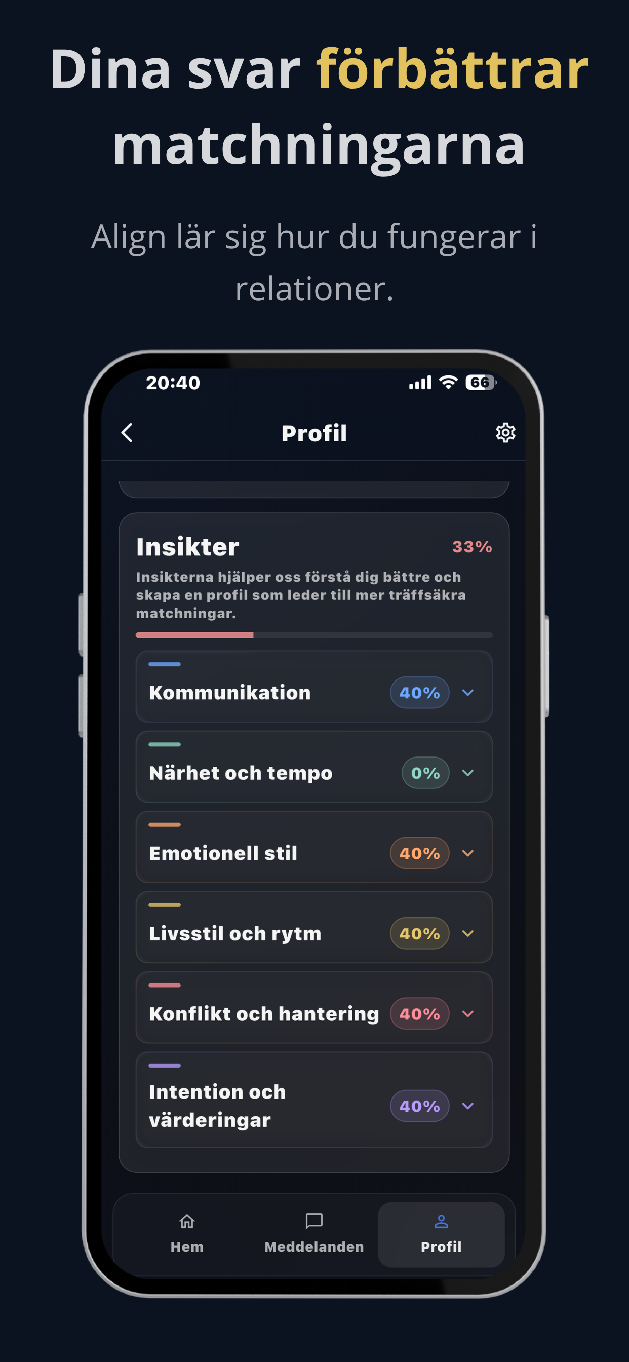 Align profile insight screen