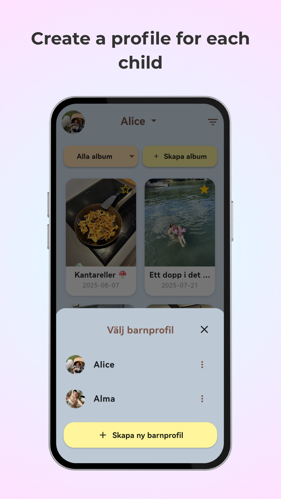 Child profile selector