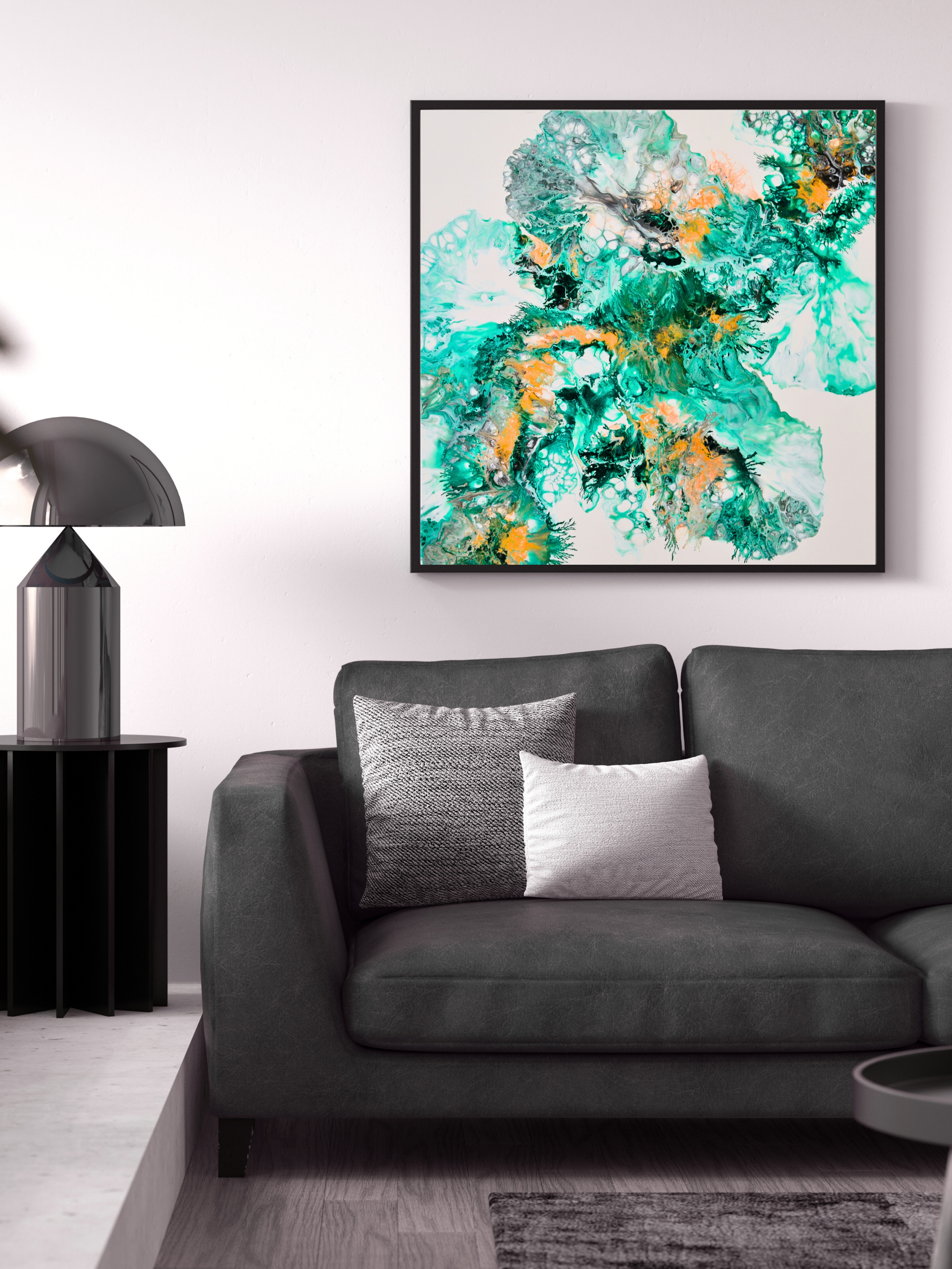 Emerald Bloom – Grön Abstrakt Poster