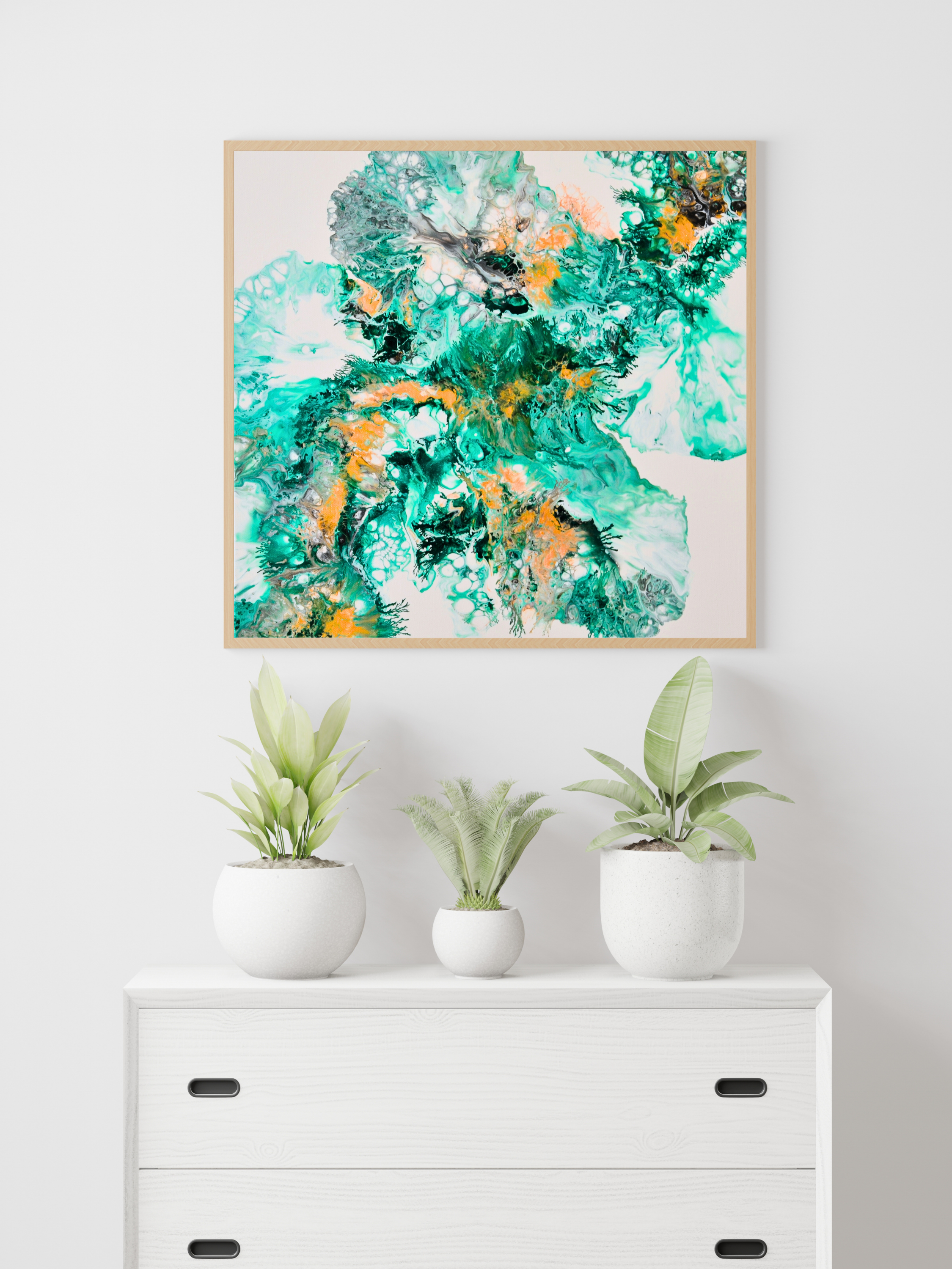Emerald Bloom – Grön Abstrakt Poster